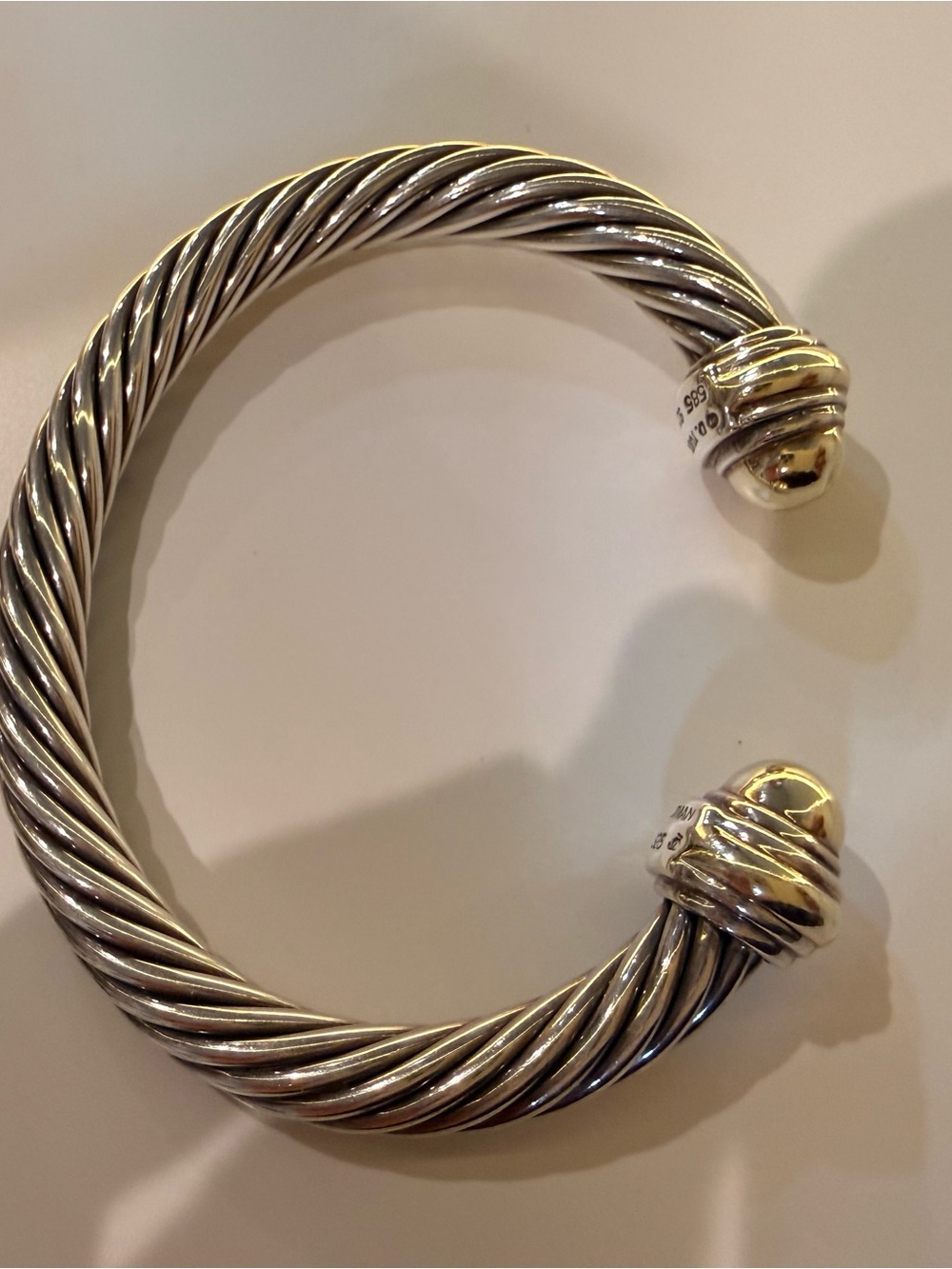 Authentic David Yurman 14k Gold 925 Cable Cuff Bracelet